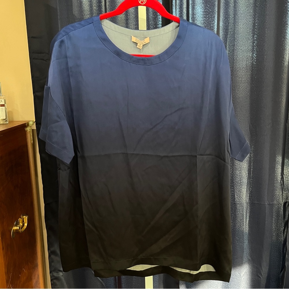 Badgley Miscka too toned blue and black silk shirt size M NWT